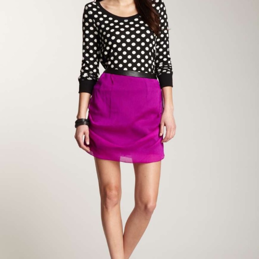 L.C.T. Knits contrast waist mini skirt, fuchsia